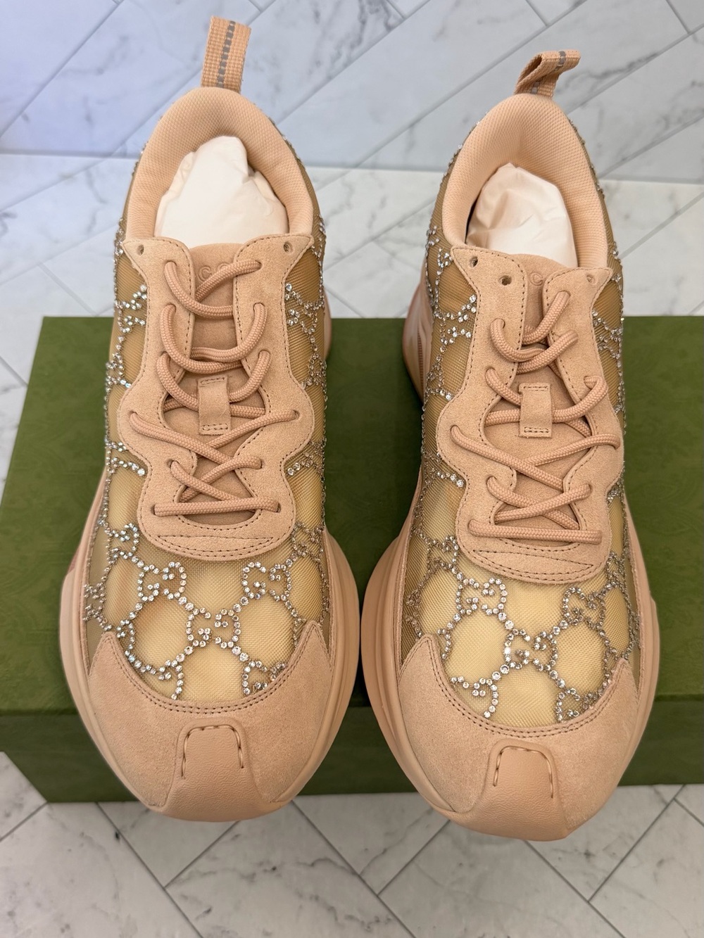 Gucci Run Womens Crystal embellished Sneakers 💕